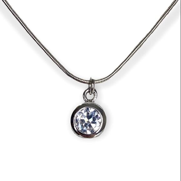 Boutique Jewelry - Swarovski Crystal Caged Circle Silver Pendant Necklace
